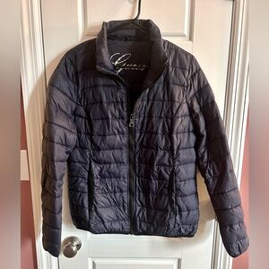 Guess Jeans Women's Black Lightweight Puffer Jacket Full Zip